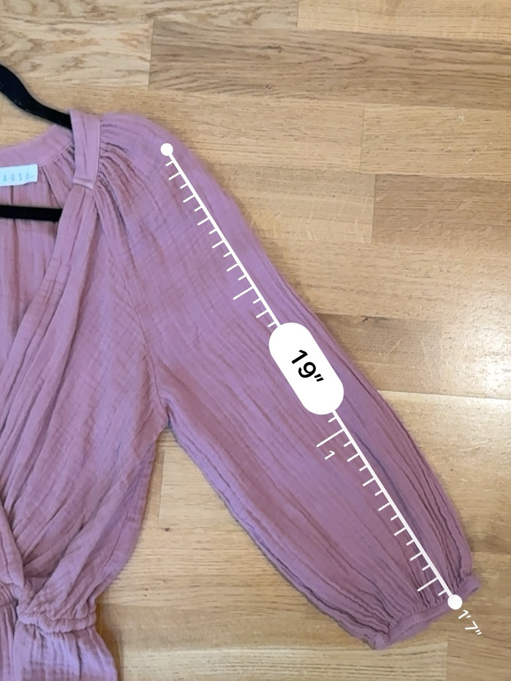 LACAUSA Cotton Gauze Romper Surplice V Neck Blouson Sleeve Mauve XS Made in LA - Picture 10 of 10